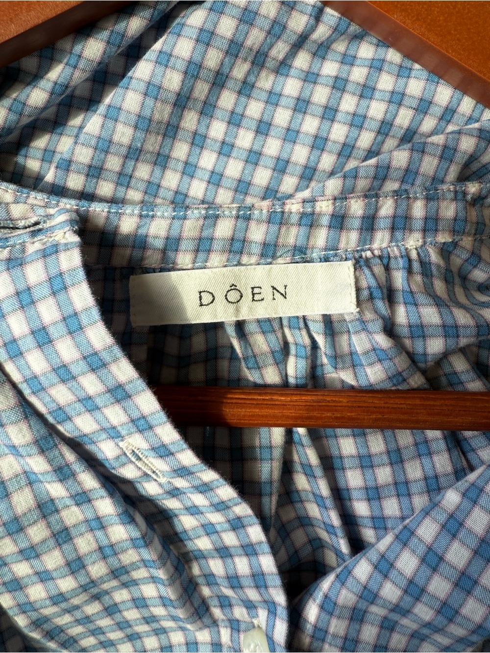 NWOT Dôen - Jane Blouse Blue Gingham - Picture 3 of 5